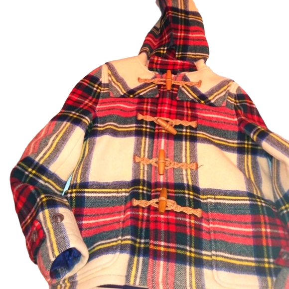 Polo Ralph Lauren wool duffle .Tartan plaid toggle pockets,hood. Winter Holiday - Picture 2 of 16